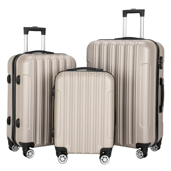 Piece Set Lock 3 Suitcase(20/24/28), Luggage on Carry Wheels Champagne Luggage Capri Spinner