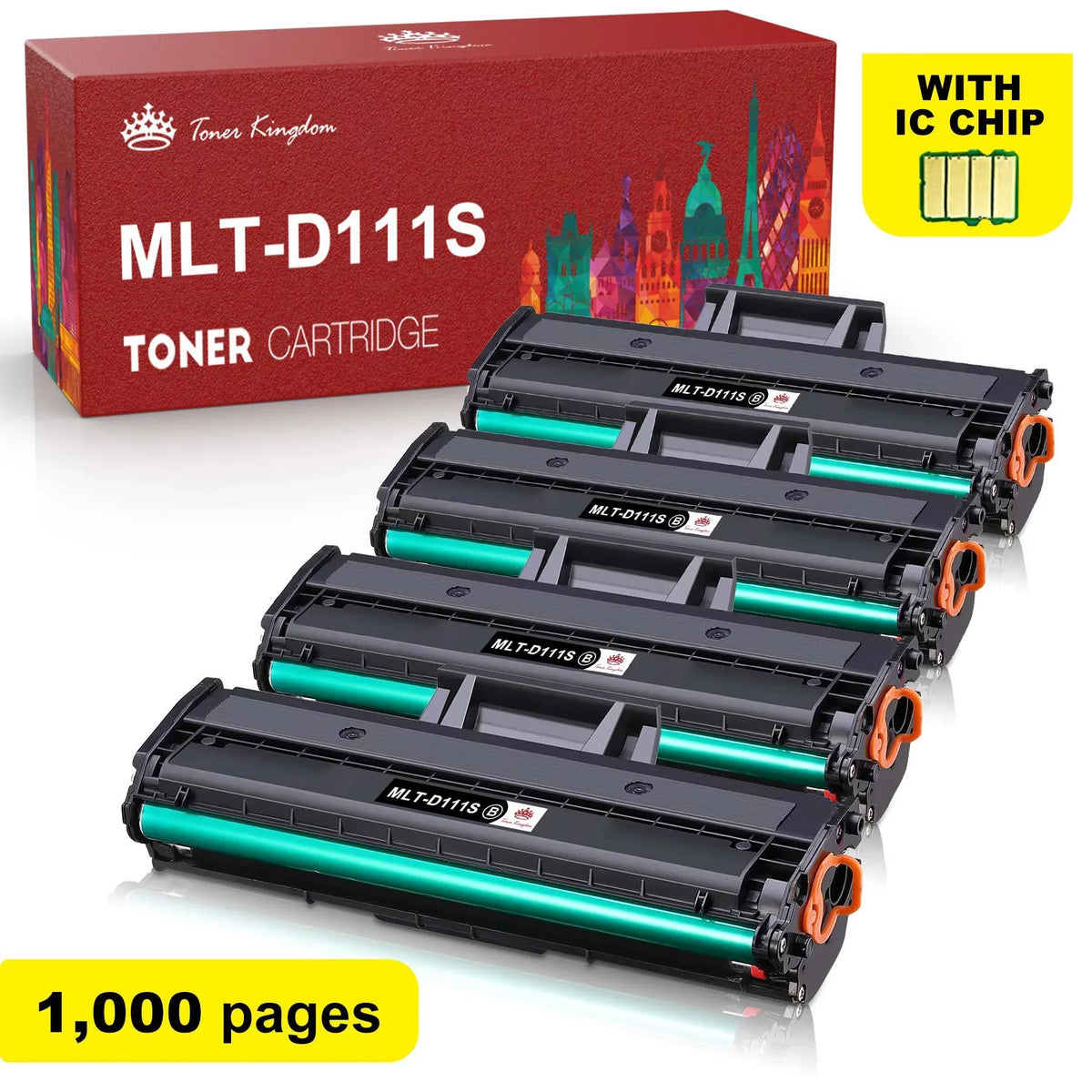 Samsung (Black) SLM2020W for 4-Pack Cartridge Compatible M2022W Printer Xpress Yield High Toner 111S M2070FW MLT-D111S M2026W MLT-D111S M2024