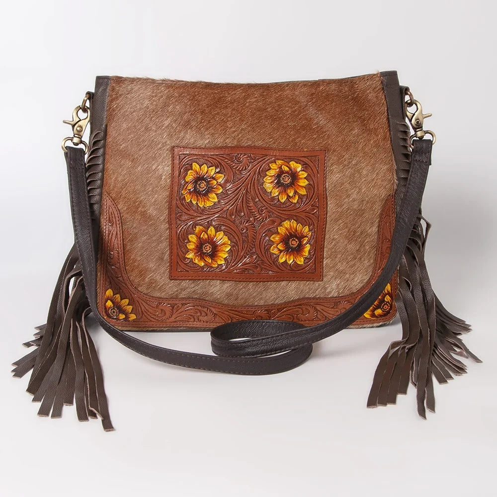 bag OHLAY Hand KB purse western Genuine women Hair-on handbag HOBO Tooled Leather KBK126