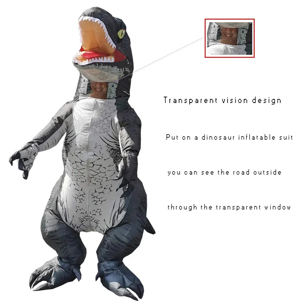 Up Costume Full Blow Raptor Velociraptor Women Costume Inflatable Adult Costume Body Men Grey DomKom T-rex Dinosaur Halloween