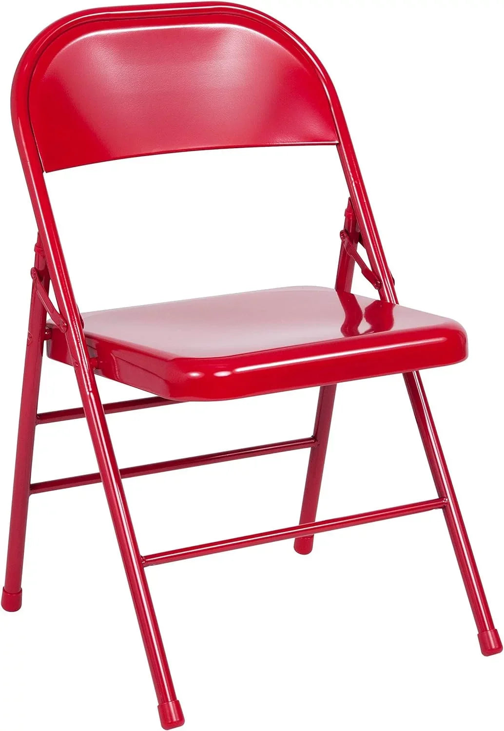 HERCULES Pack & Folding Braced 4 Series Metal Double Red Hinged Chair Triple