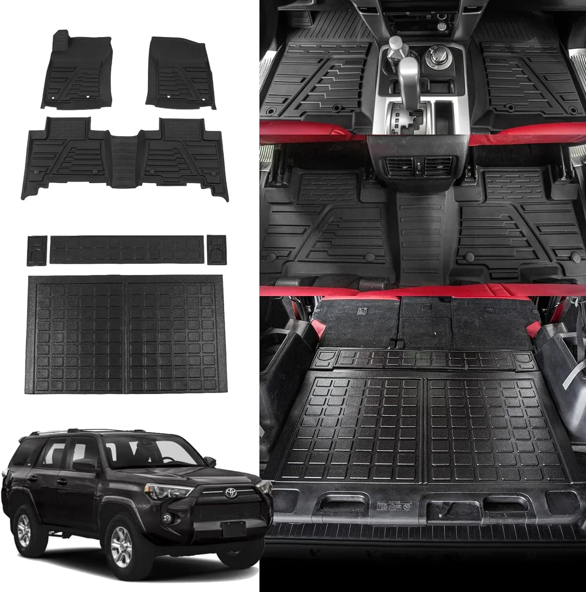 Mats,Fit 4Runner Toyota Mat + Floor with Seats Mat 2023 Liner Runner Floor Trunk Mats Accessories with Sliding 4 Trunk Tray) Cargo 5 Rongtaod Cargo Compatible (Trunk Mats 2013-2024 Liner