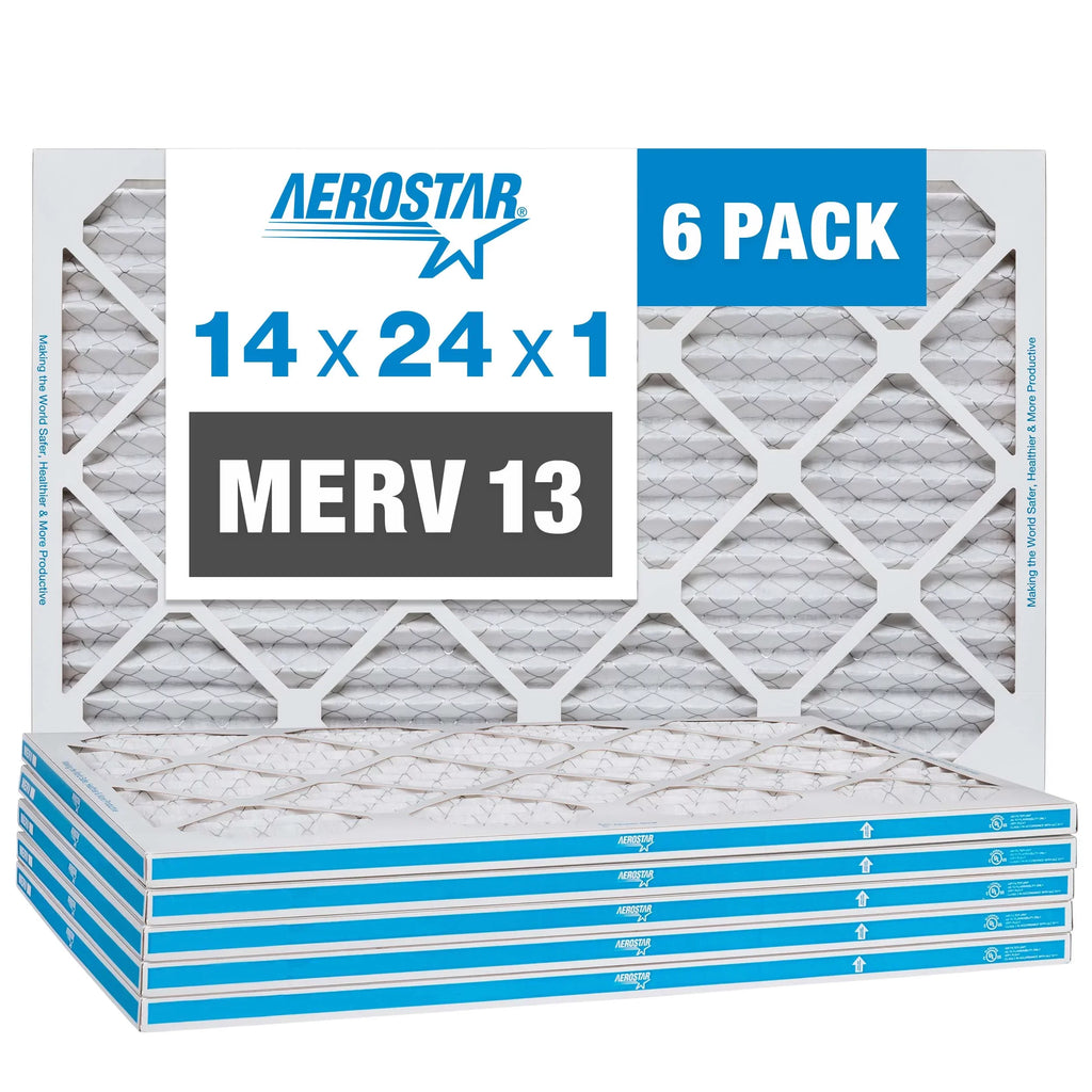Air USA 6, MERV Aerostar in Box 14x24x1 the Pleated of 13, 14x24x1, Filter, Made