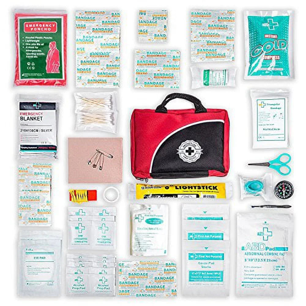 '- Emergency - Travel, | First Sports, Complete for 160 Home, stocked with Office, Car, Kit Piece Camping, Survival Supplies Fully Aid Bag Medical
