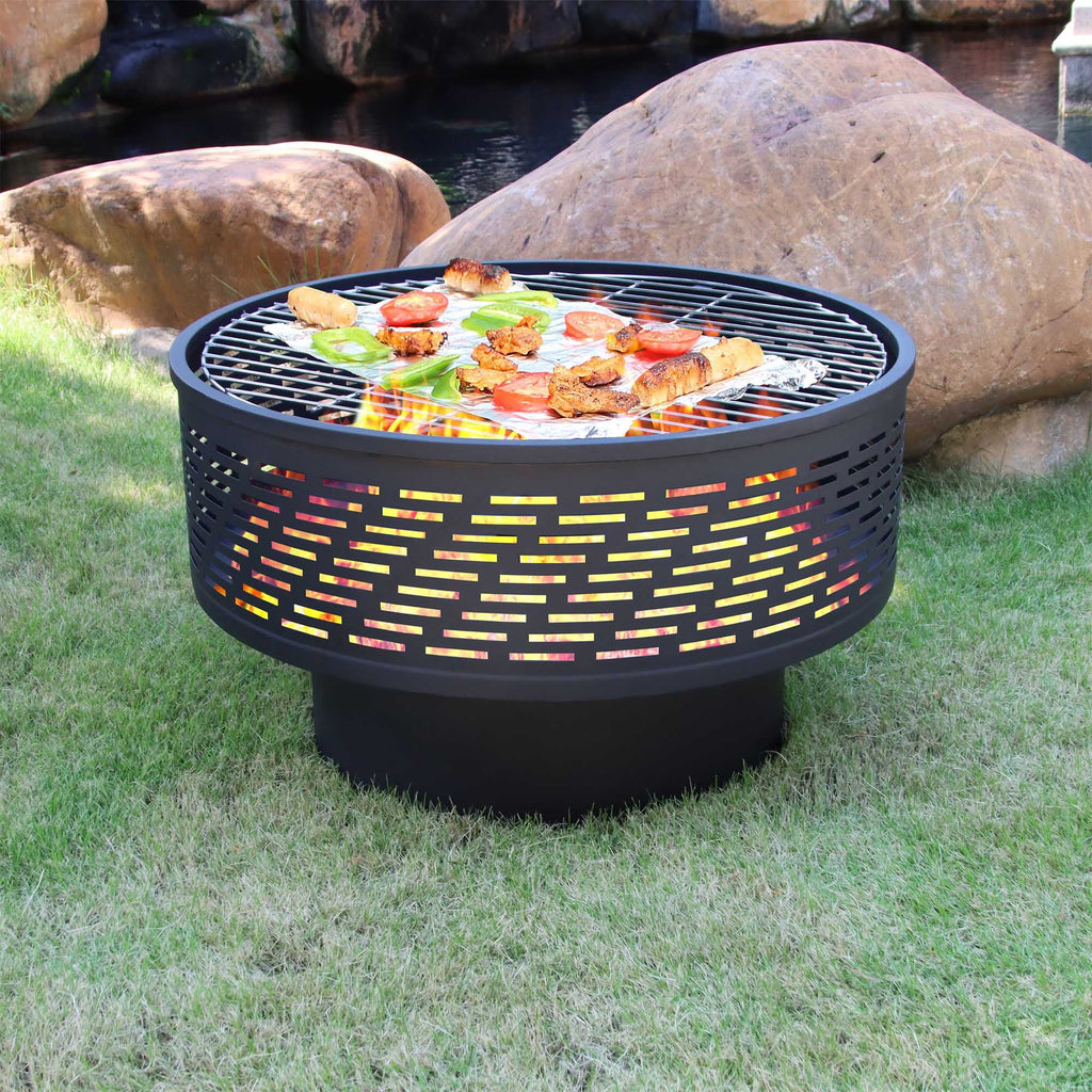 and with and fire table portable dining featuring pit grill table, functions outdoor lid, campfire 26 inch barbecue,