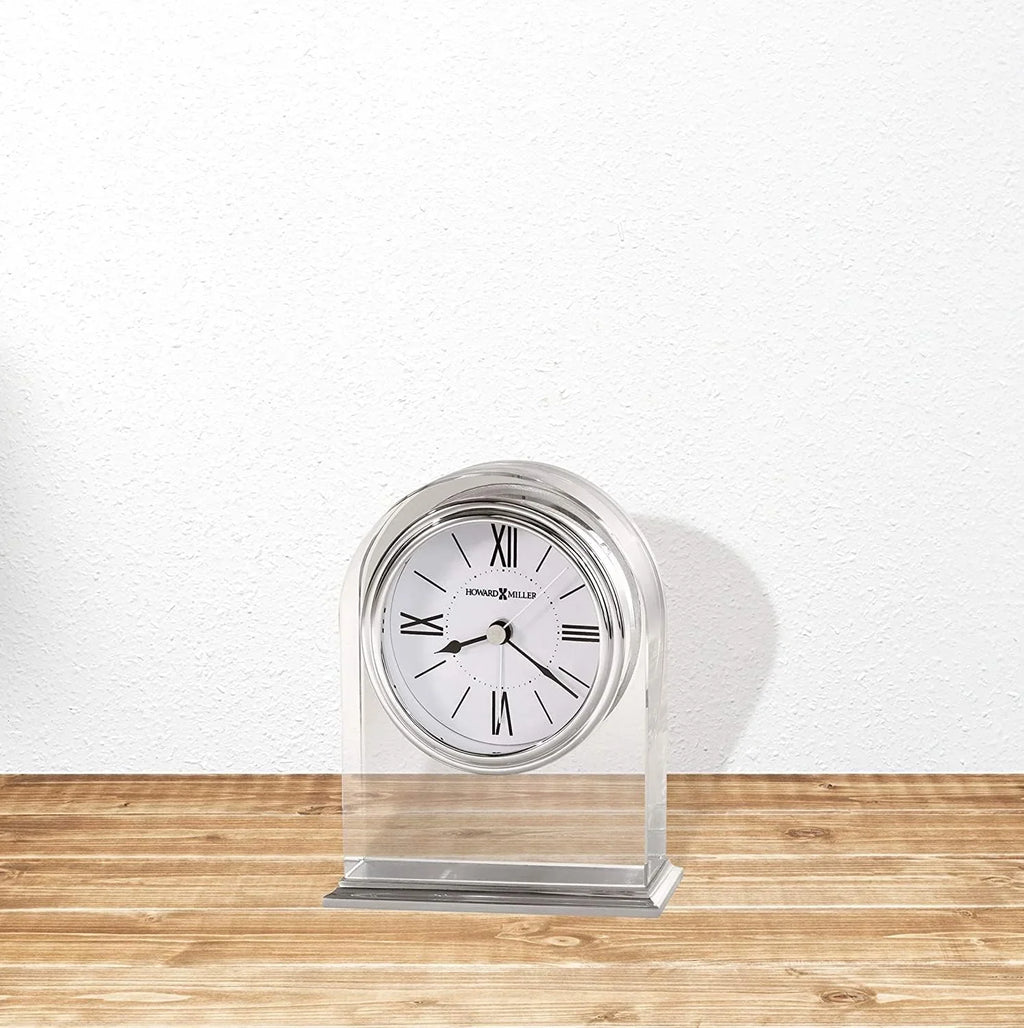 Crystal Movement Table Arch, Aluminum Bottom, Silver-Tone Base, Quartz Bezel, Waterfall Brushed/Polished Optica Alarm 645-757 Felt Clock –