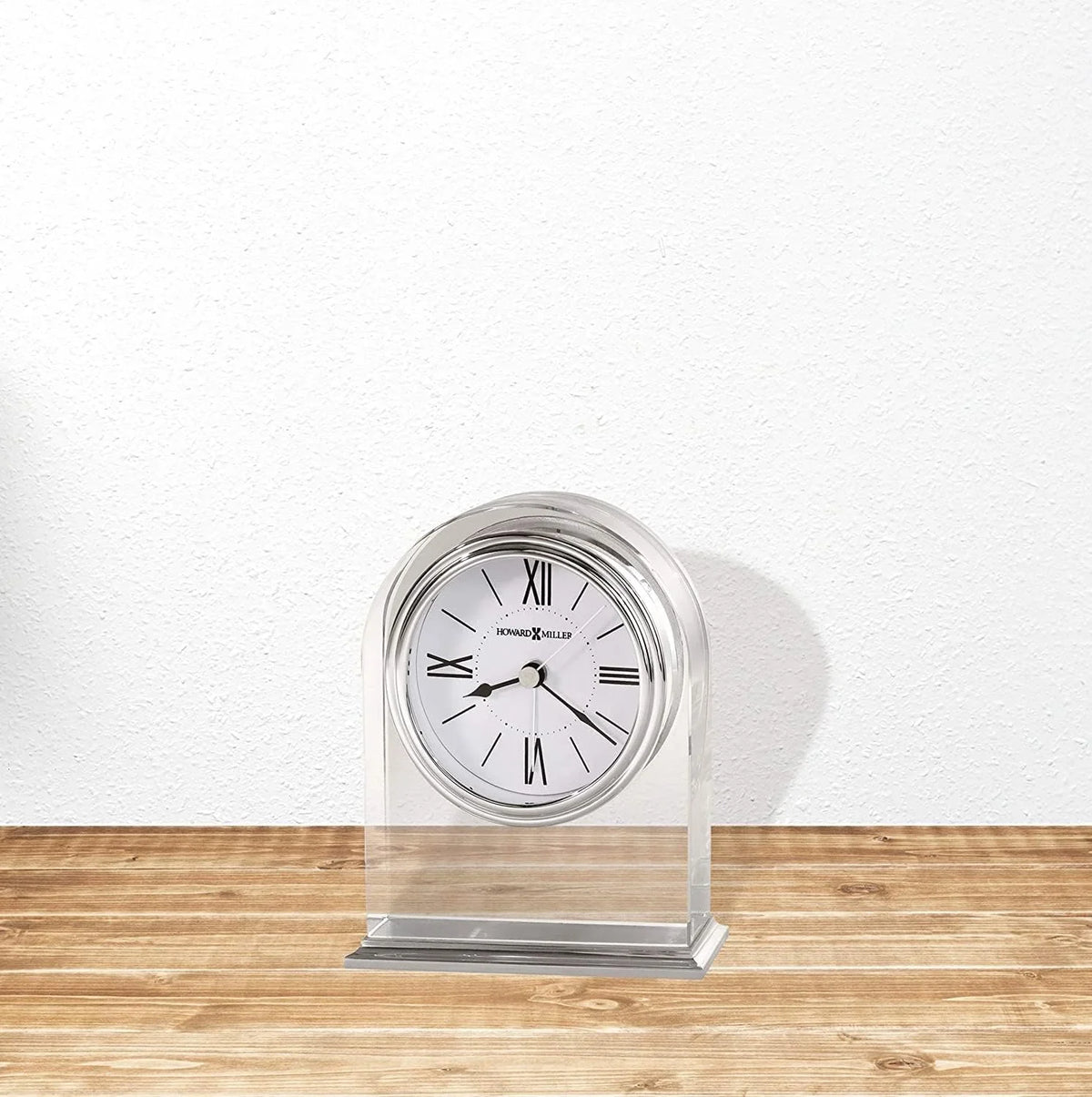 Crystal Movement Table Arch, Aluminum Bottom, Silver-Tone Base, Quartz Bezel, Waterfall Brushed/Polished Optica Alarm 645-757 Felt Clock –