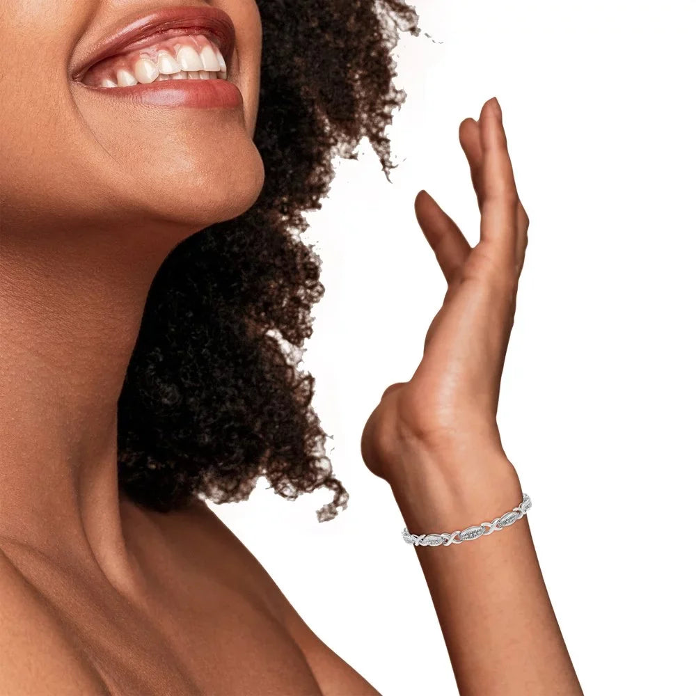Bracelet Color, Round-Cut 7.50" - Silver .925 (I-J "X" Clarity) 1/5 Diamond Link Cttw Sterling I2-I3 Size