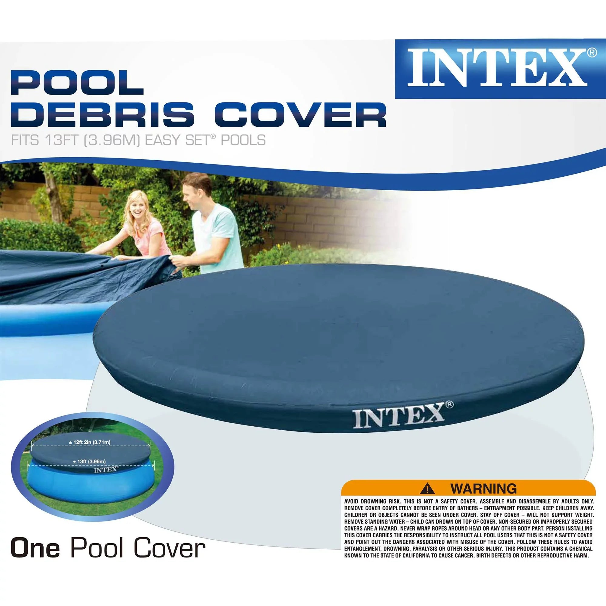 Easy Ground Above Pool Swimming Maintenance Set Kit & Cover 13' x 12" Intex Pool