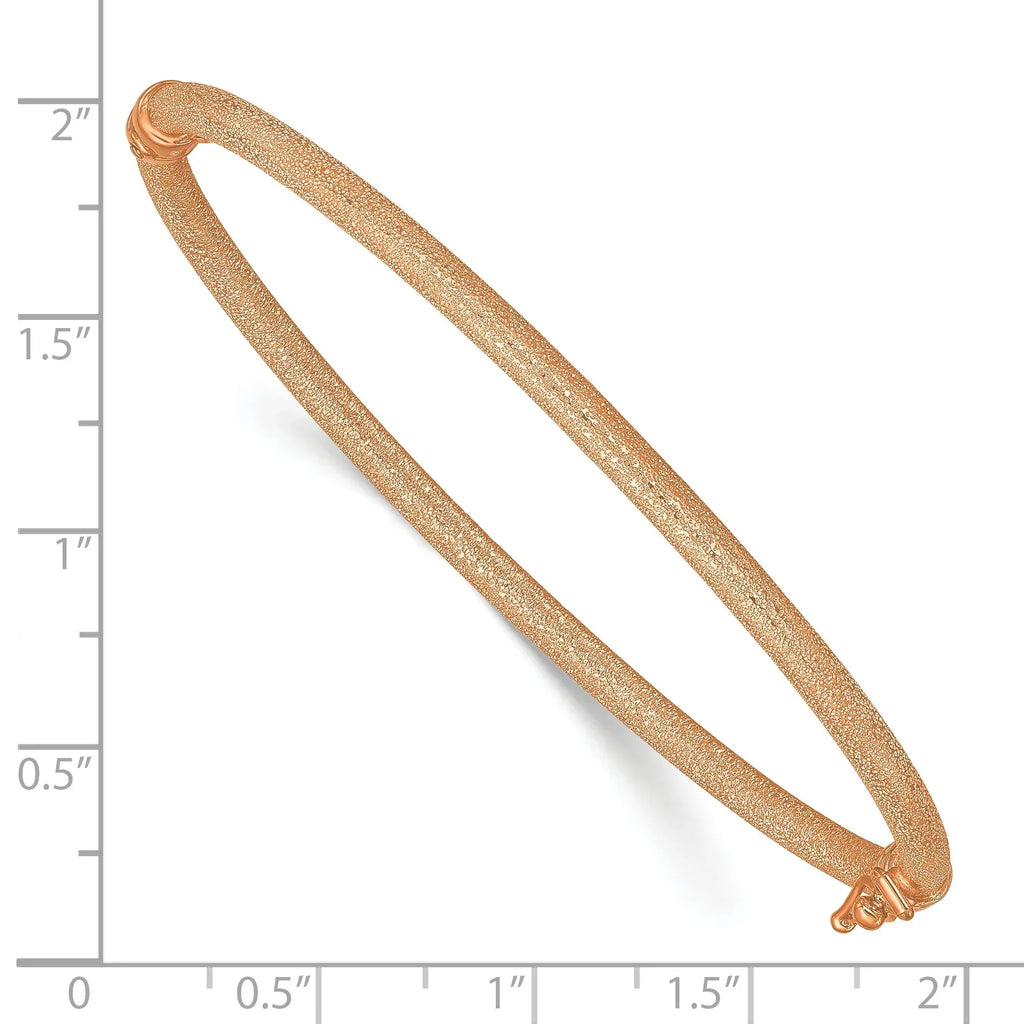 Gold Textured Hinged 14K Bangle Rose