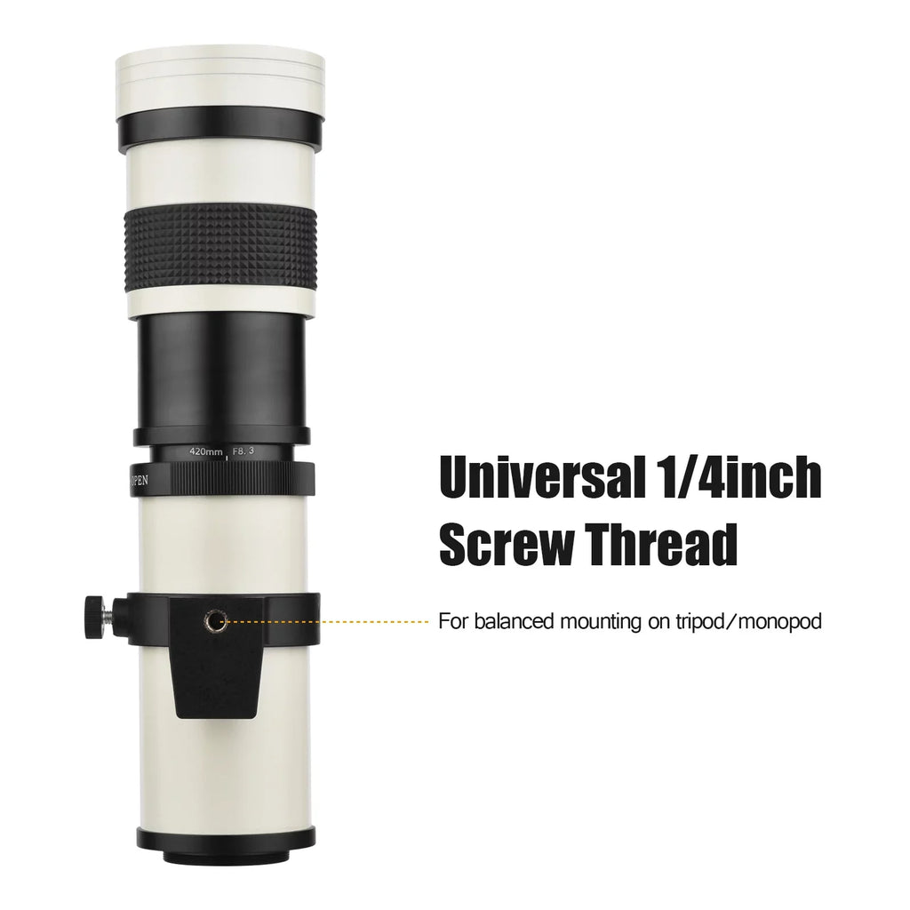 Super for Mount MF Olympus with Lens T Replacement F8.3-16 Fujifilm Telephoto Zoom 14 Sony Pristin 420-800mm Thread Nikon Universal Cameras