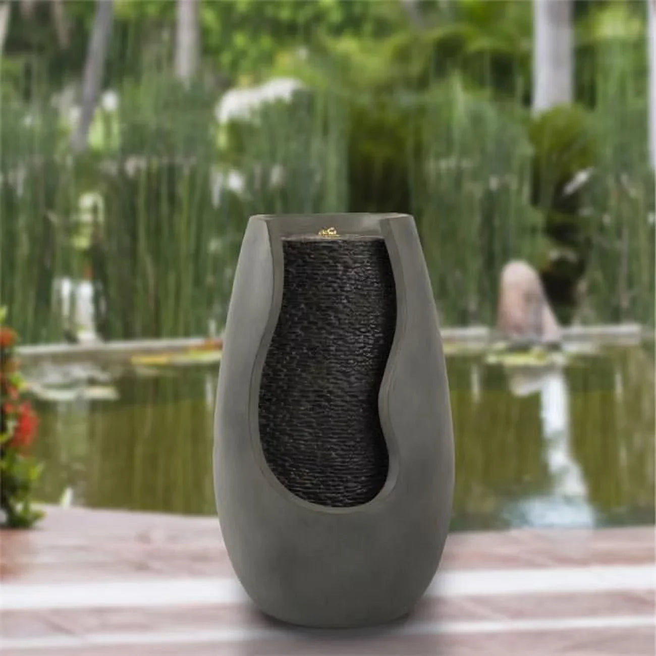 Decorative Concrete in. gal Pot Modern 2 14 Garden Electric Fountain