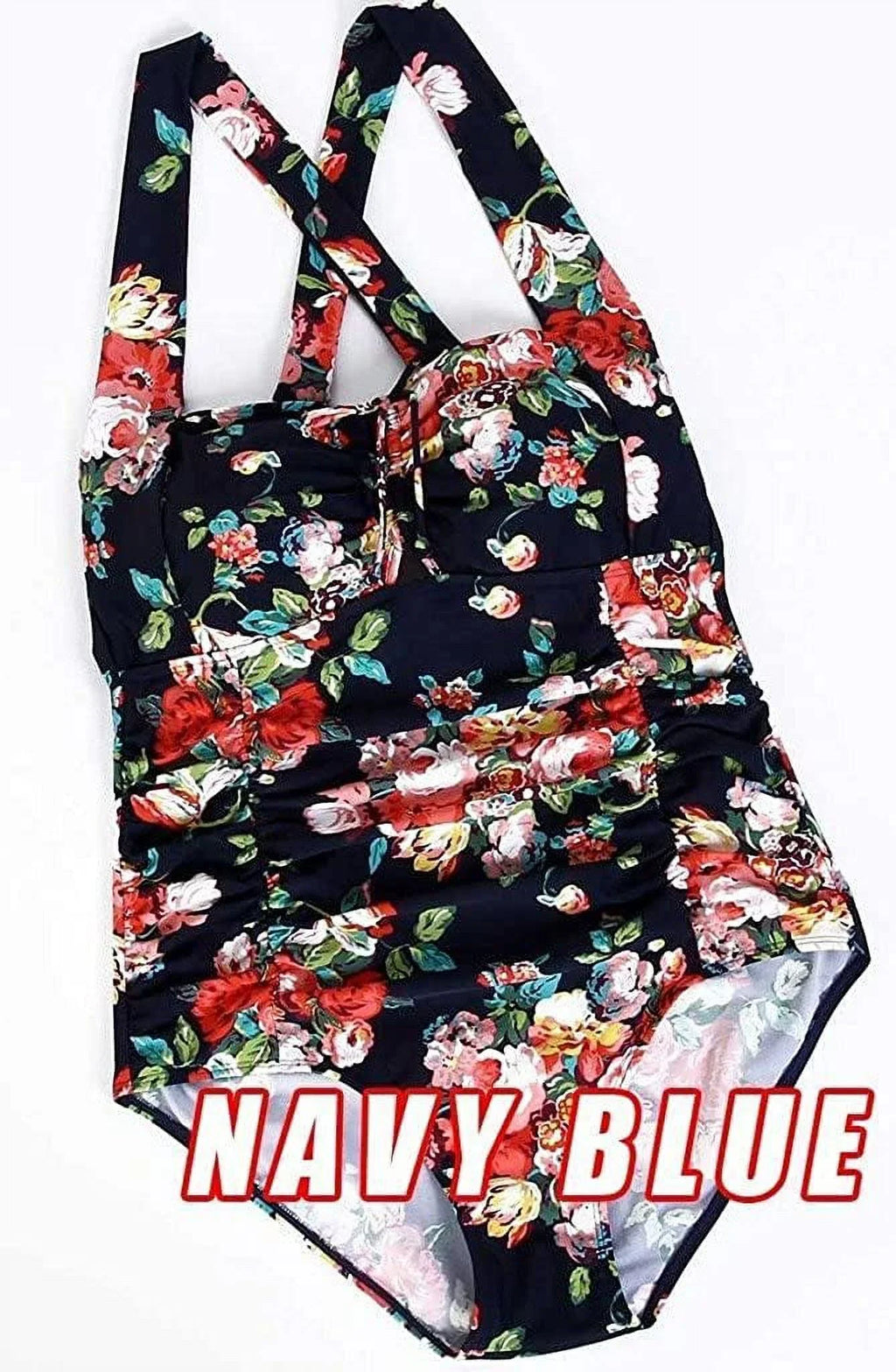 Women's Bathing Control Halter Vintage One QZUnique Size Tummy Swimwear Suit Monokini Swimsuit Piece Plus Ruched