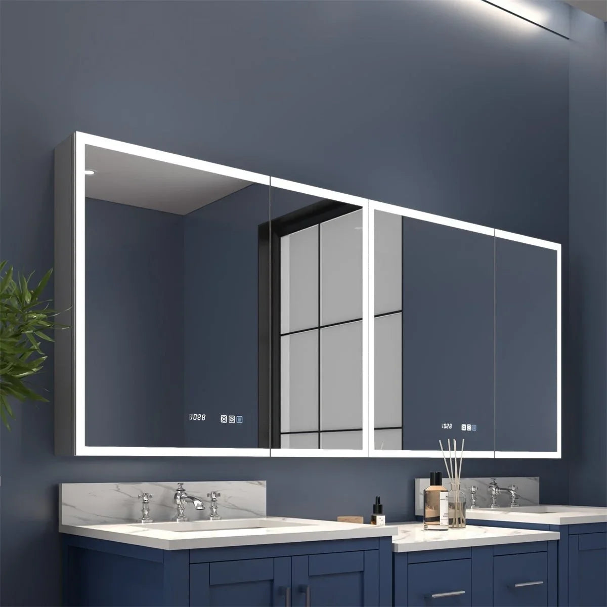 with Medicine Outlets Cabinet Cabinet Surface W 72" Recessed x led Medicine Rim 32" USBs or H Lighted and