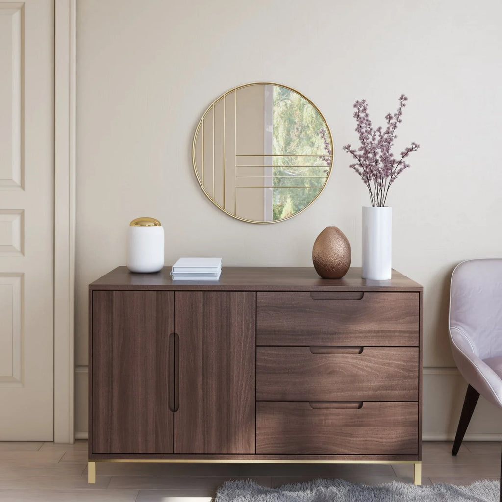 Gold Home Damis Accents Mirror Leaf Wall Metal Round Modern Aspire