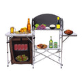 Cabinet Table BBQ Kitchen Storage Picnic Folding Table Portable Miumaeov Camping Rack
