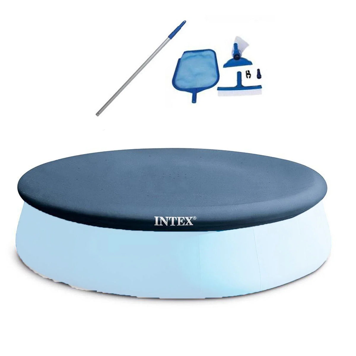 Easy Ground Above Pool Swimming Maintenance Set Kit & Cover 13' x 12" Intex Pool