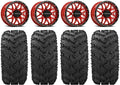 Tires Red 14" Mule FXT 28" Kawasaki Reptile Krank Raceline Pro Wheels