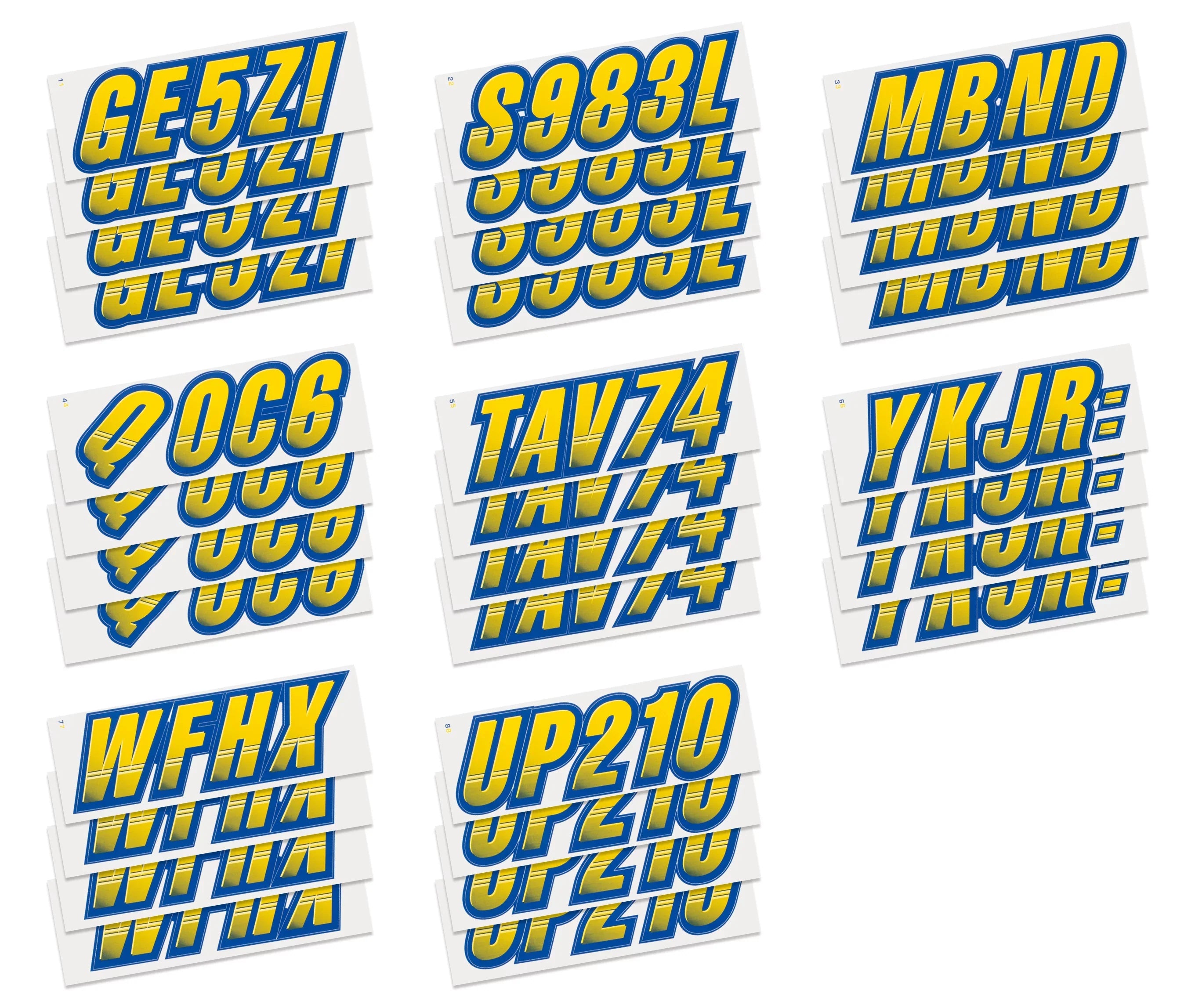 Alpha-Numeric Marine PWC Numbers & for STIFFIE Techtron Decals Yellow/Navy Kit Personal Registration Letters & Stickers Custom Watercraft 3" Boats Identification