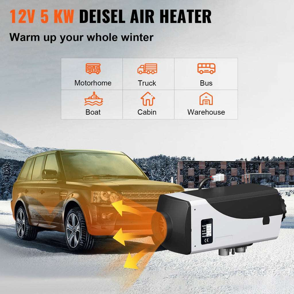 and RV Remote Parking and Heater Air Boats Heater Thermostat Heater LCD 12V SKYSHALO Diesel Diesel with Trailer Diesel Bus Motorhomes 10L Control 5KW Tank for Muffler
