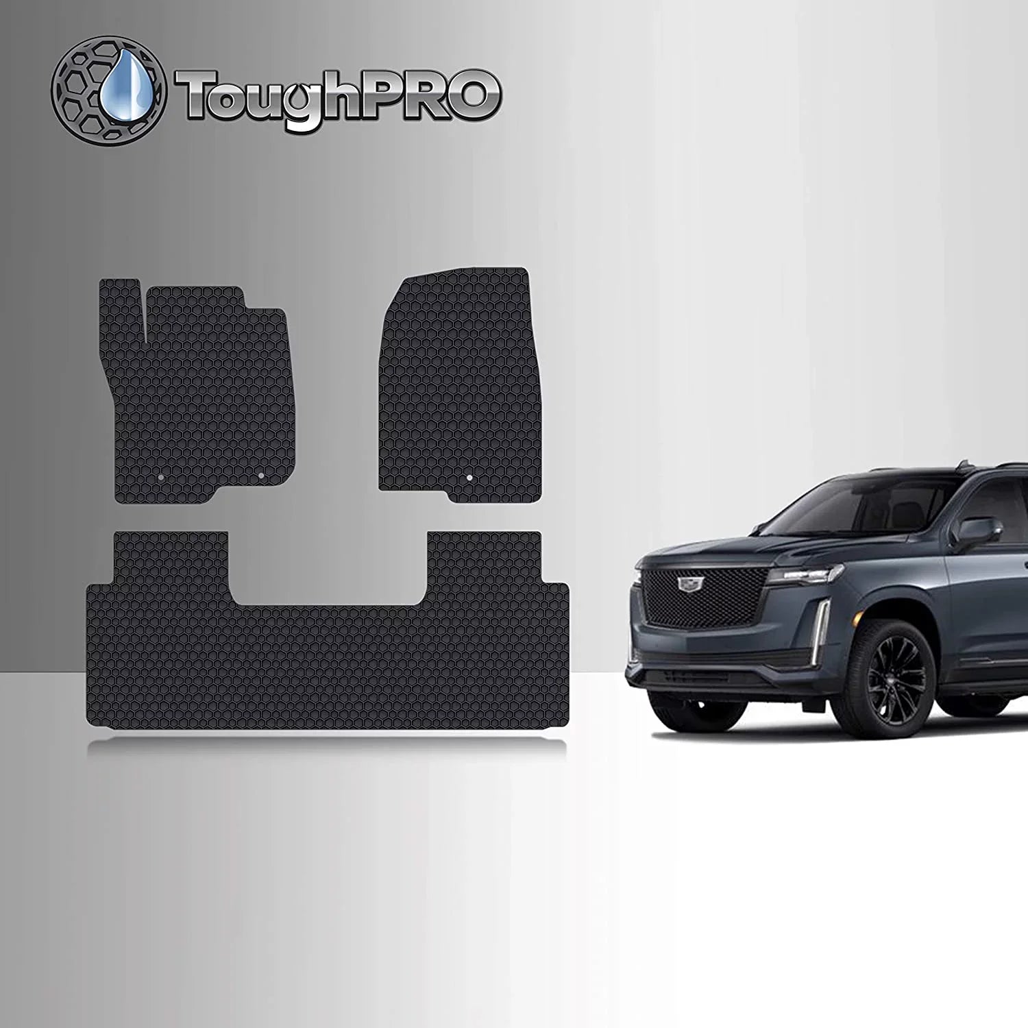 '+ 2021 Floor in (Made - - (Front Mat Row) All Row Compatible Accessories - Weather - Heavy Duty Cadillac ESV with TOUGHPRO Escalade USA) 2nd Set