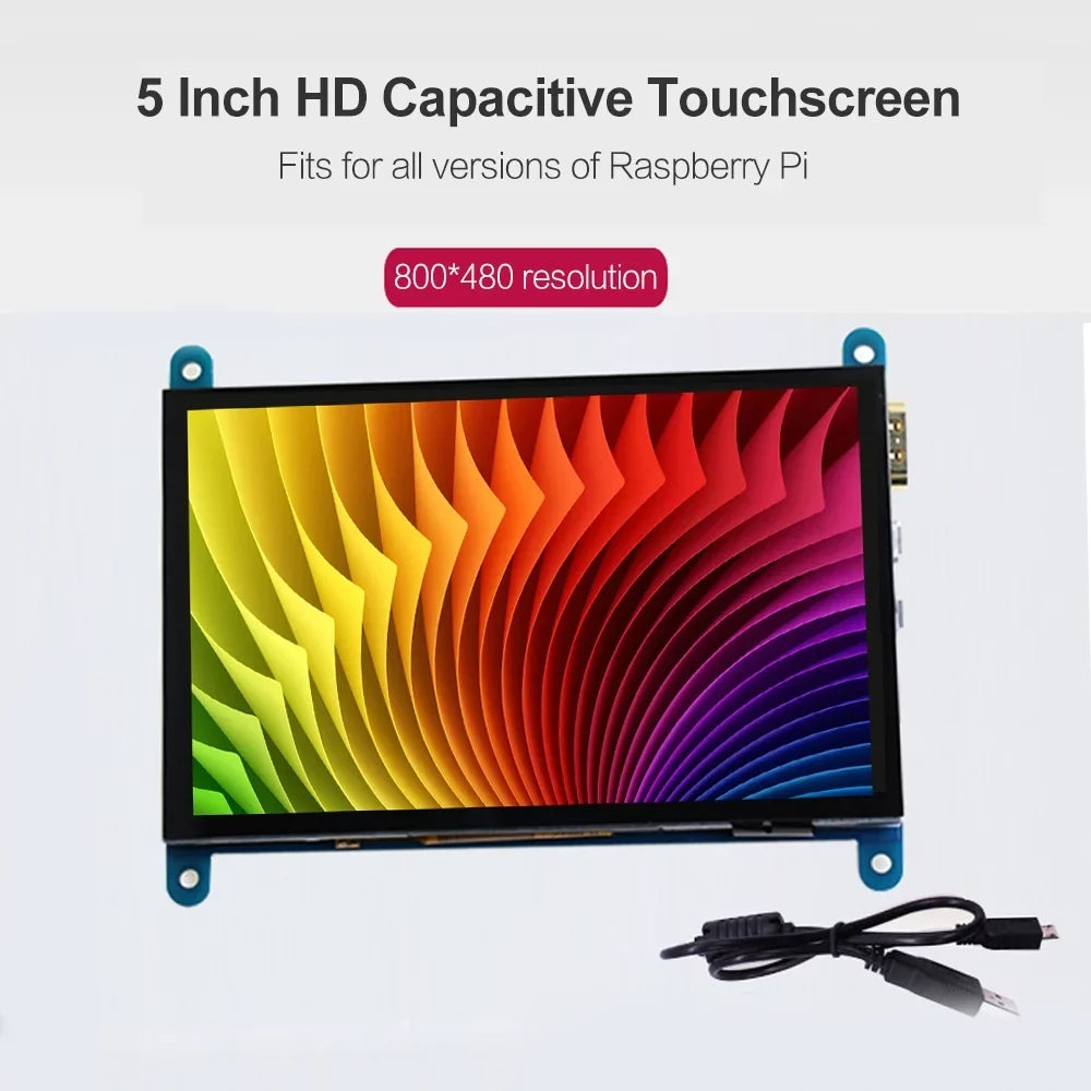 Tomshoo Capacitive Pi Raspberry USB with Interface Resolution Touchscreen Compatible 5 Small with Portable 800*480 Inch Display Tool