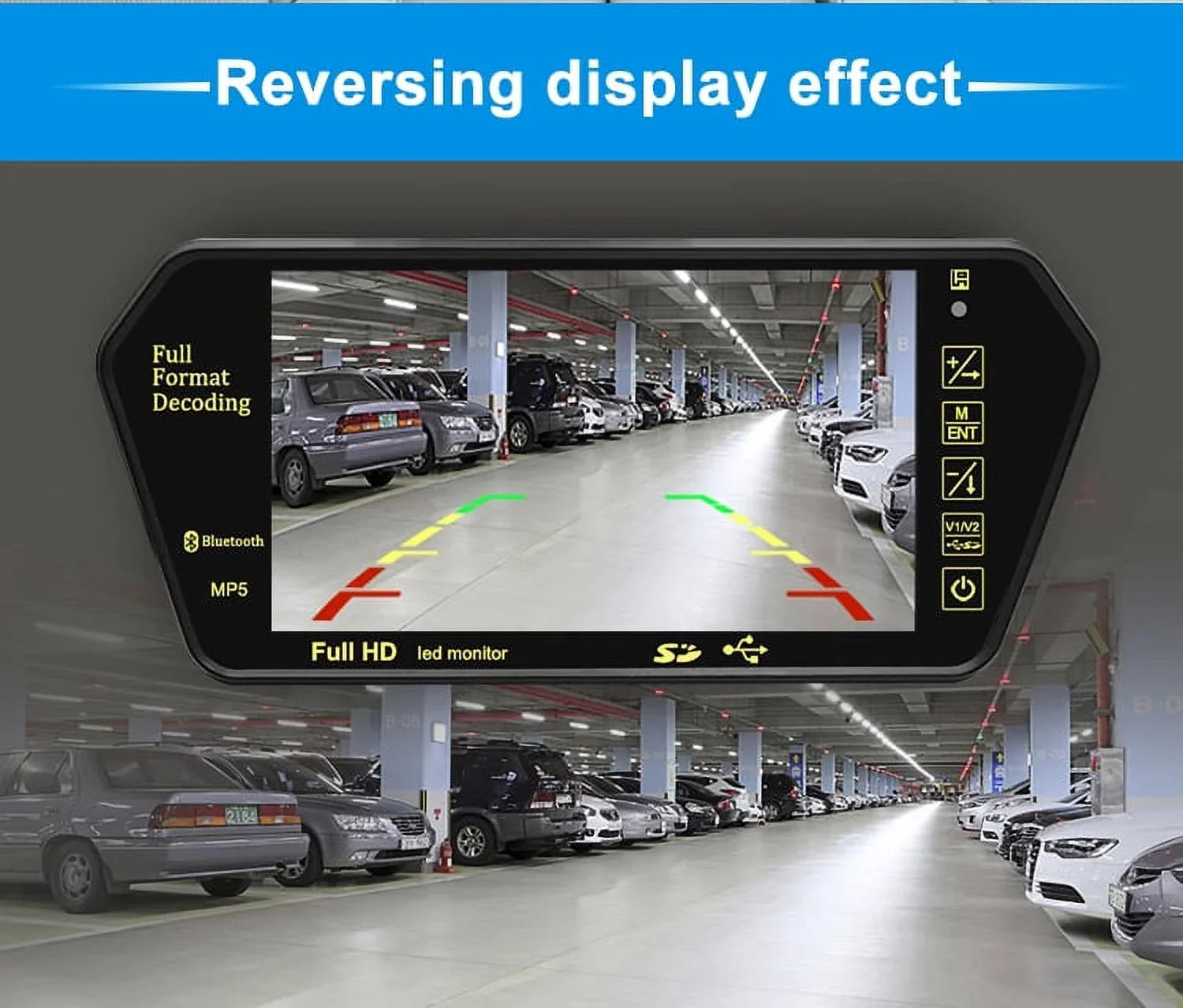 Parking Vision TFT Display View Inch 800*480 Rear USB/SD/FM Mirror System 12-24V MP5 Night Monitor Camera LCD 7 Car Transimitter