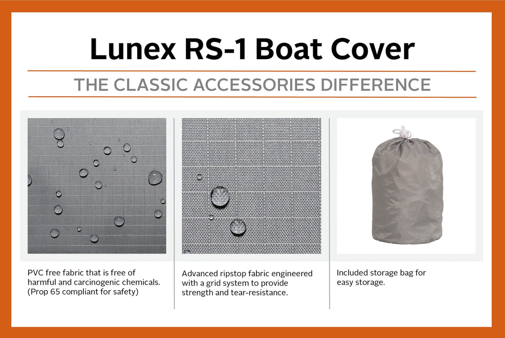 Fabric, RS-1™ L Ripstop Lunex C Classic Cover, Cover - Trailerable Model Boat Accessories 16' Boats 98" with Fits W, All-Weather Boat x 18.5'