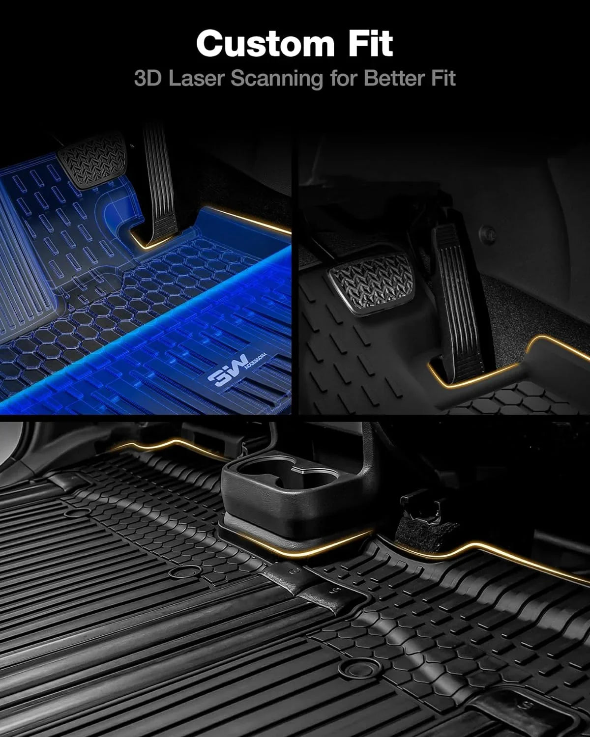 1st Model 3W 2021-2024 8 2nd Black Row for Spare Car Tire for ), Seater Trunk Mats Sienna (NOT All Weather Floor TPE Mat Mats&Cargo with Liner 3rd Toyota and