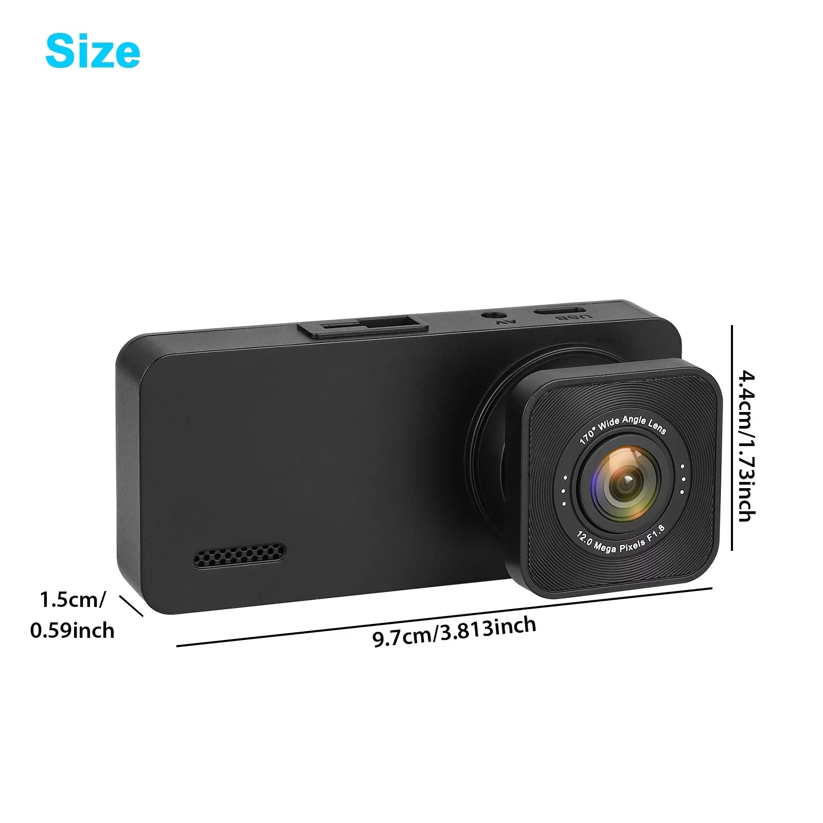 Dash HD Camera Channel 1080P G-Sensor, Cam, Loop Monitor, Dash Vision, Black Recording Parking with Night 3 TSV Backup -