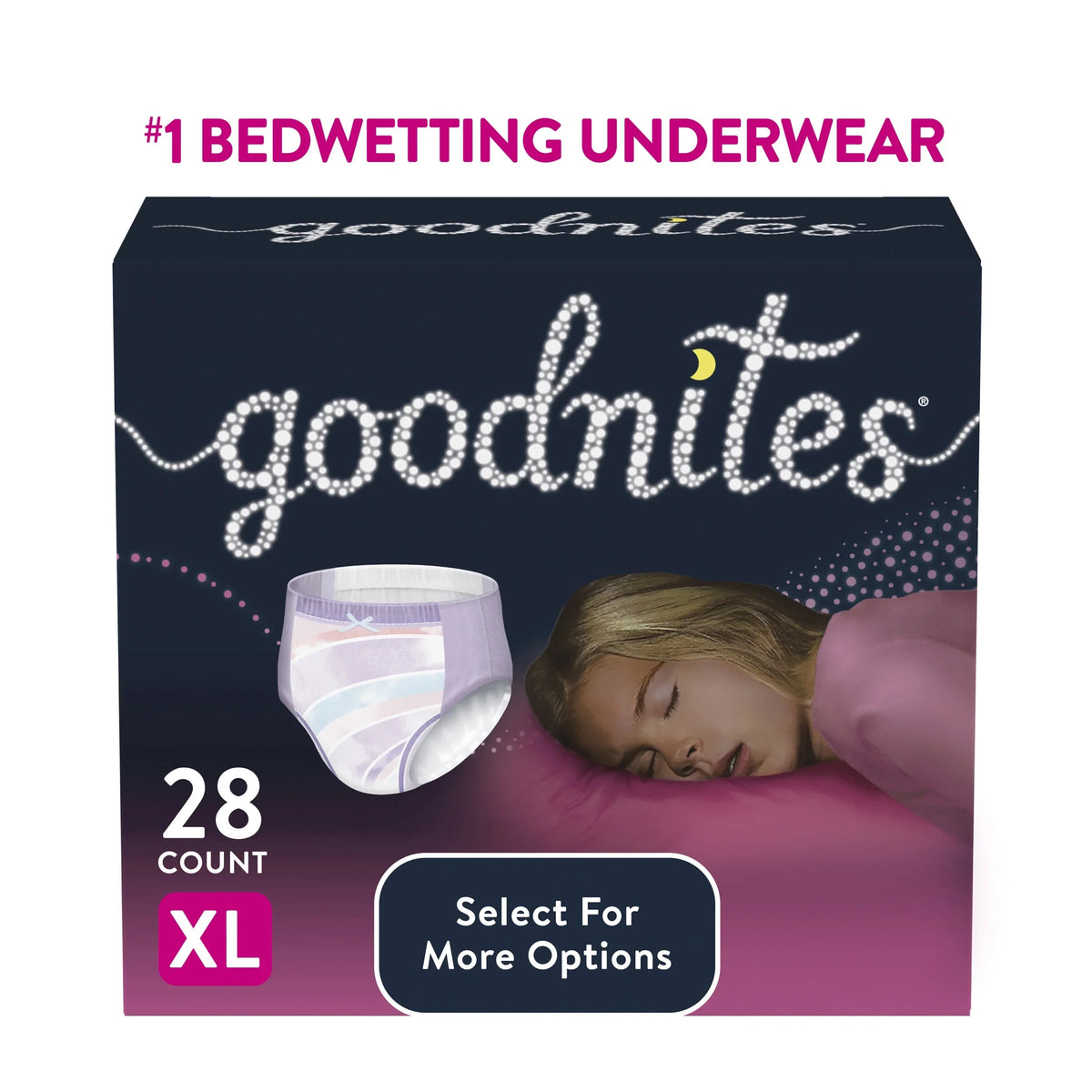 Girls, for Bedwetting (Select 28 Nighttime XL, Underwear Goodnites Ct Options) for More
