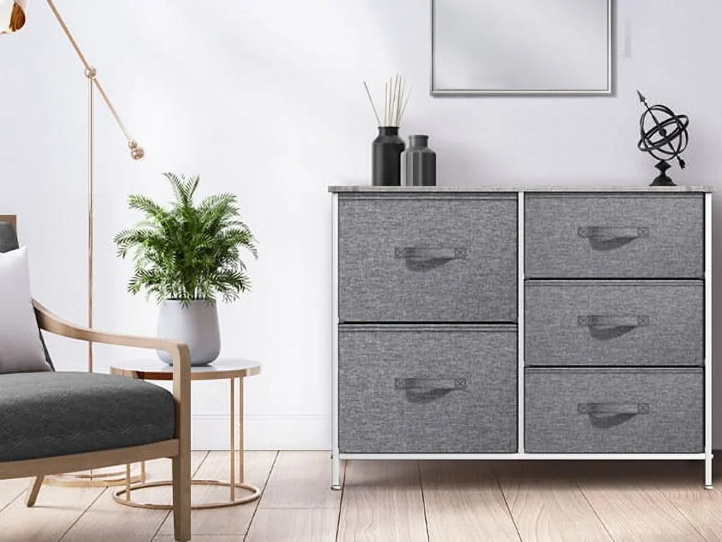Steel Sorbus 5-Drawer Dresser: Closet Organization, Bedroom, Hallway, Frame, Gray