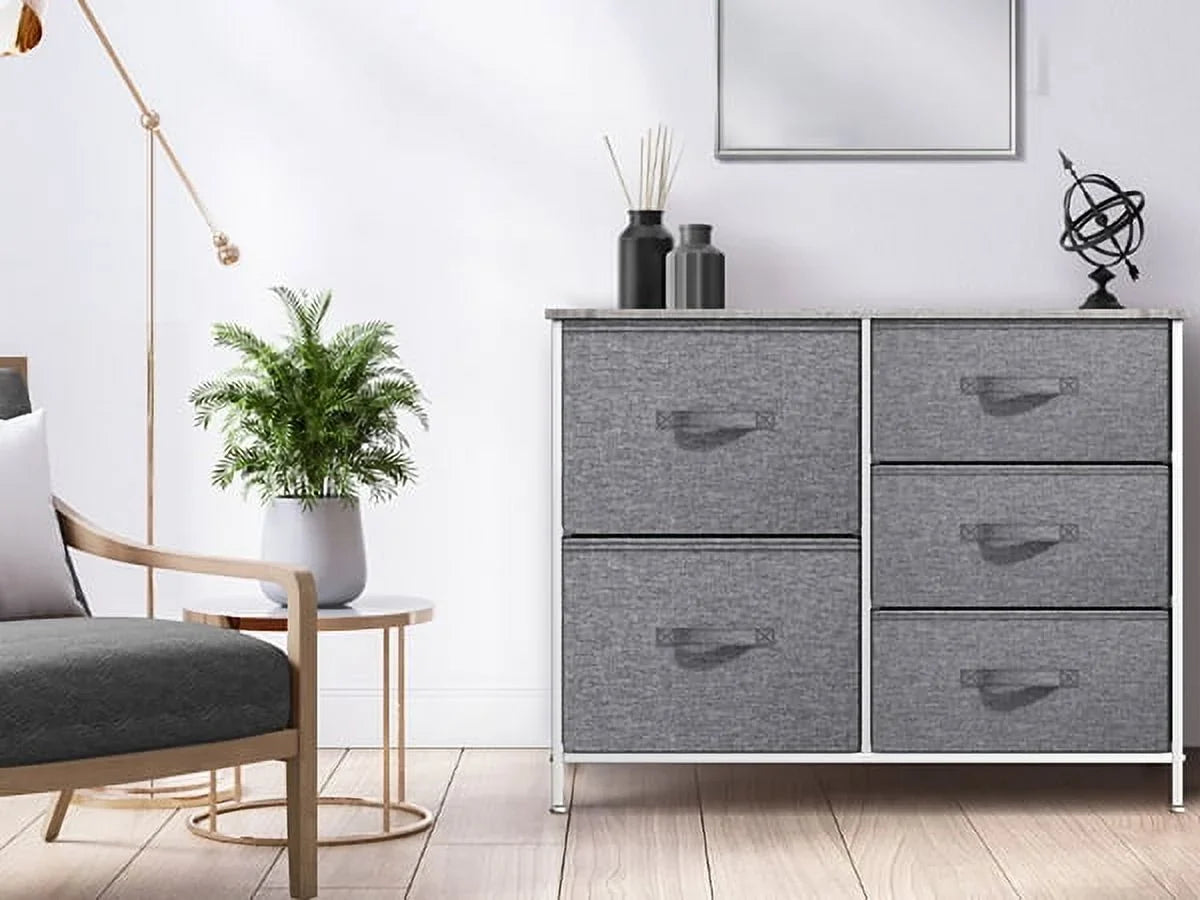 Steel Sorbus 5-Drawer Dresser: Closet Organization, Bedroom, Hallway, Frame, Gray