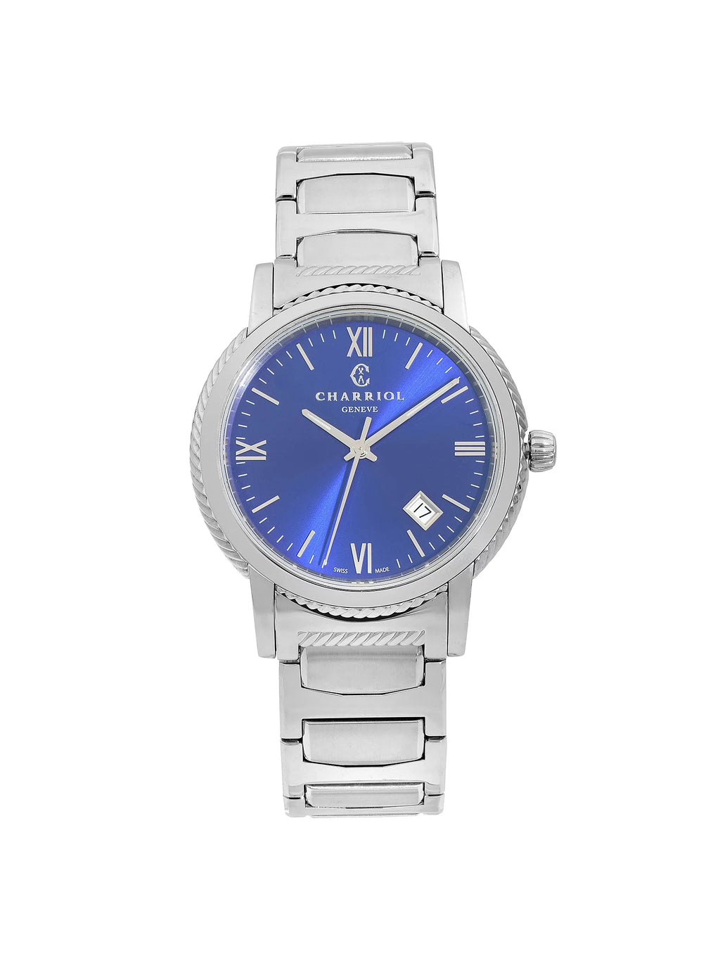 Blue Dial Watch Parisii P40S2.930.002 40mm Mens Steel Stainless Charriol Quartz