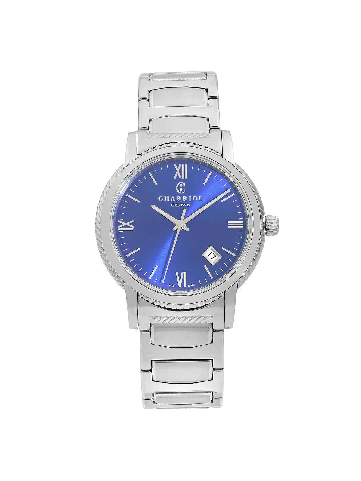 Blue Dial Watch Parisii P40S2.930.002 40mm Mens Steel Stainless Charriol Quartz