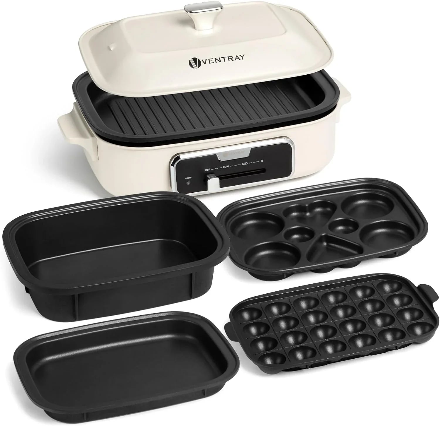 Versatile Fry, Griddle Removable Stir Nonstick Dessert, Paella with Grill YANPO Electric 5 Grilling, Classic BBQ, Indoor Grill Pasta Lid White Mushroom Plates, Skillets HotPot, for Pot, Set, Set