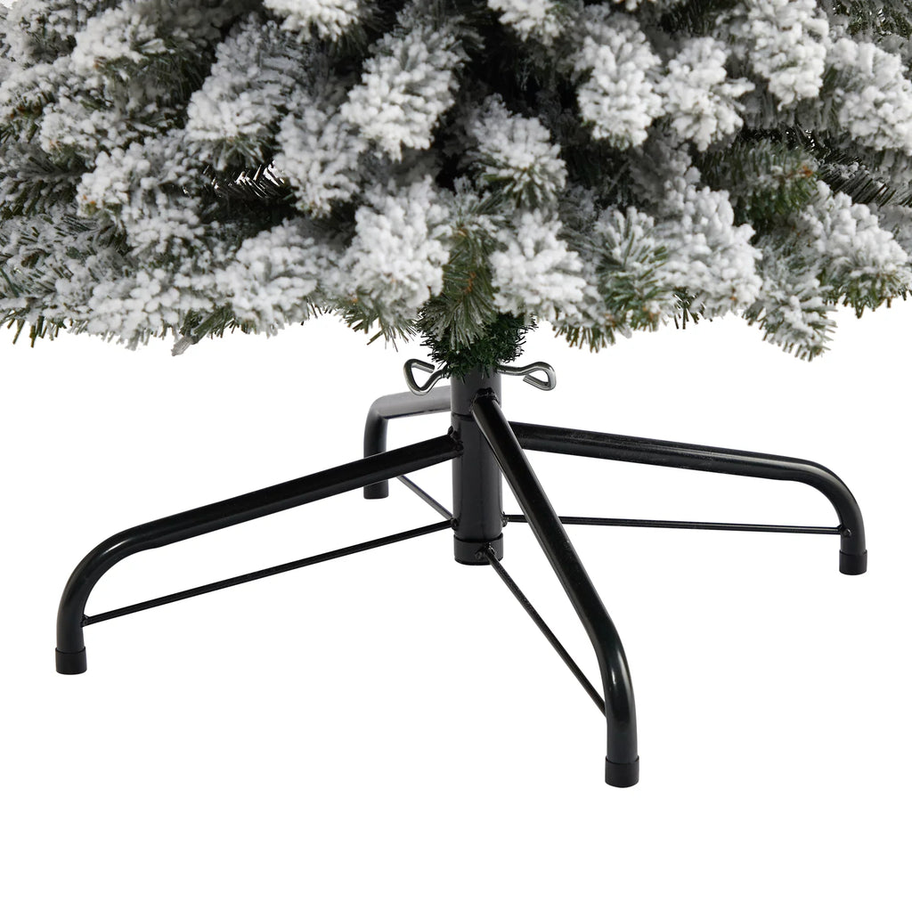 White Christmas Lights Tree 7' Nearly Pencil Artificial Natural Flocked Clear 400 Prelit