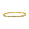 1 (I-J Gold 7.25" Clarity) Color, Yellow Plated Shape I1-I2 Sterling Link - Prong-Set 10K Bracelet Pear Diamond Silver .925 cttw