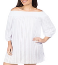 Women's up Plus Tunic Size Swim Lauren Smocked 1X Ralph White Cover