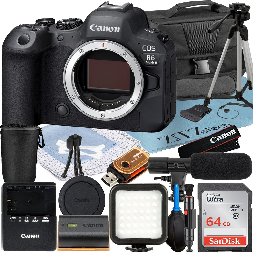 Mark with Card (Body) Bundle ZeeTech + Case LED II + SanDisk R6 Mirrorless 64GB Flash Memory Accessory Camera Canon + EOS