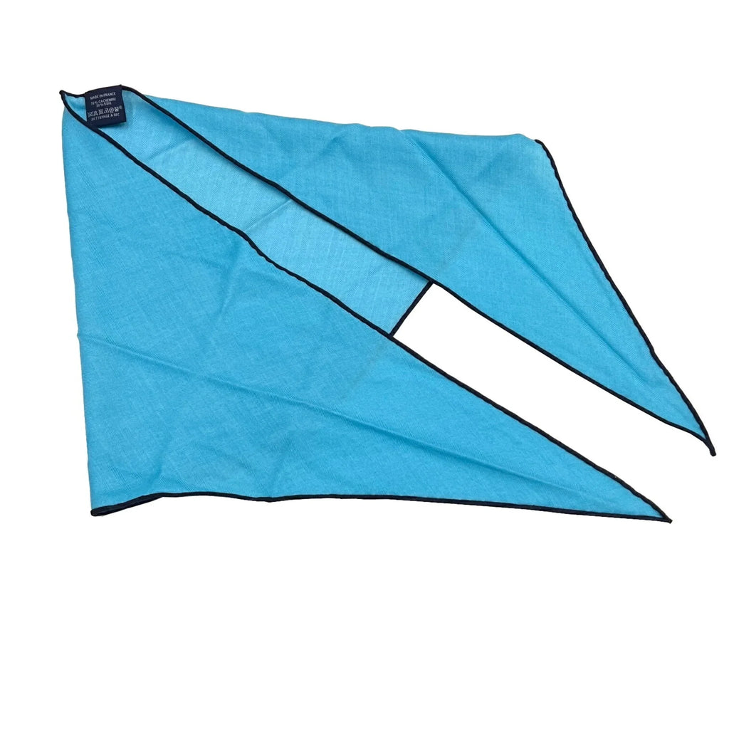 (Like scarf silk HERMES New) ladies Pre-Owned cashmere triangular Hermes blue triangle