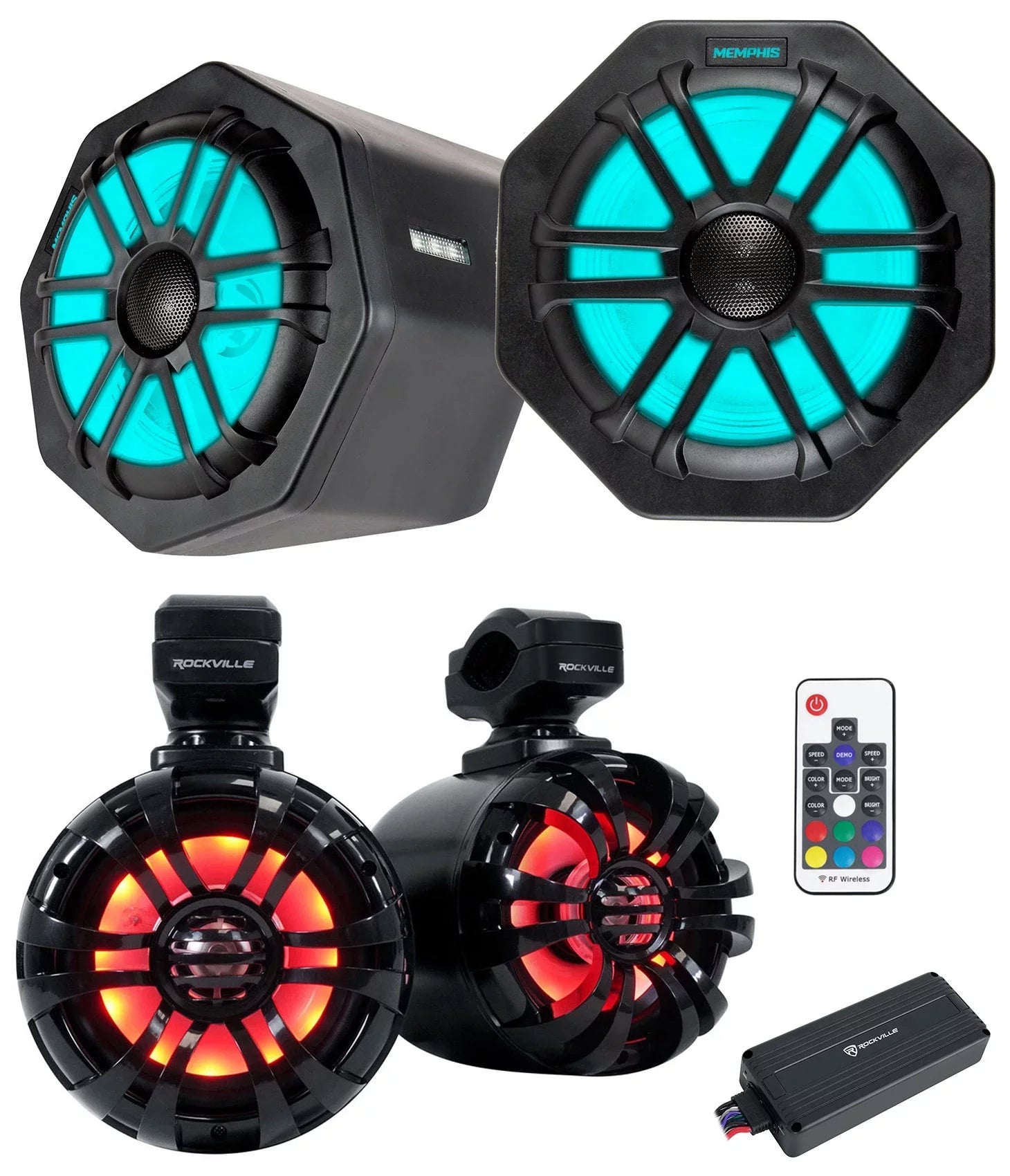 Speakers+Amp General For 2016+ Pods+LED Polaris GEN65FE Tower Memphis (2) Audio