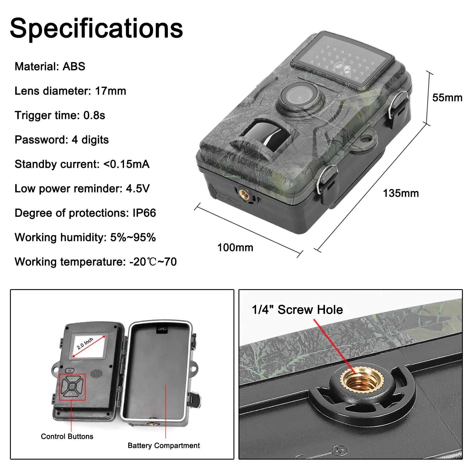 Waterproof, Infrared 1080P our Portable with Lights Camera Wildlife Moments Capture Tomshoo Trail 16MP IP66