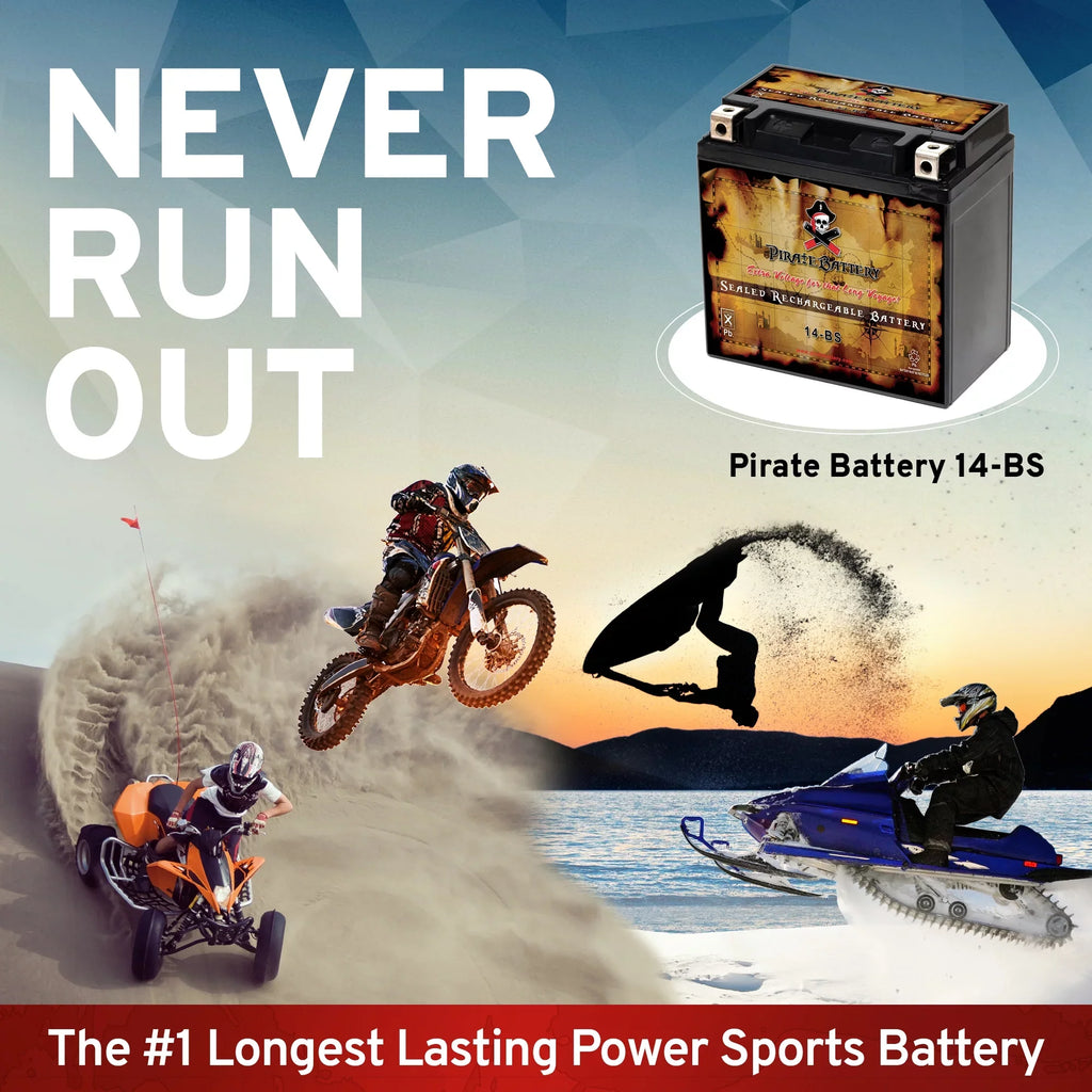 1995 Pirate Battery 800cc B, for Kawasaki Drifter Ah, 200 Vulcan, YTX14-BS E 12 Vn800-a, Motorcycle Battery C, CCA) Classic, (14-BS Volt,12