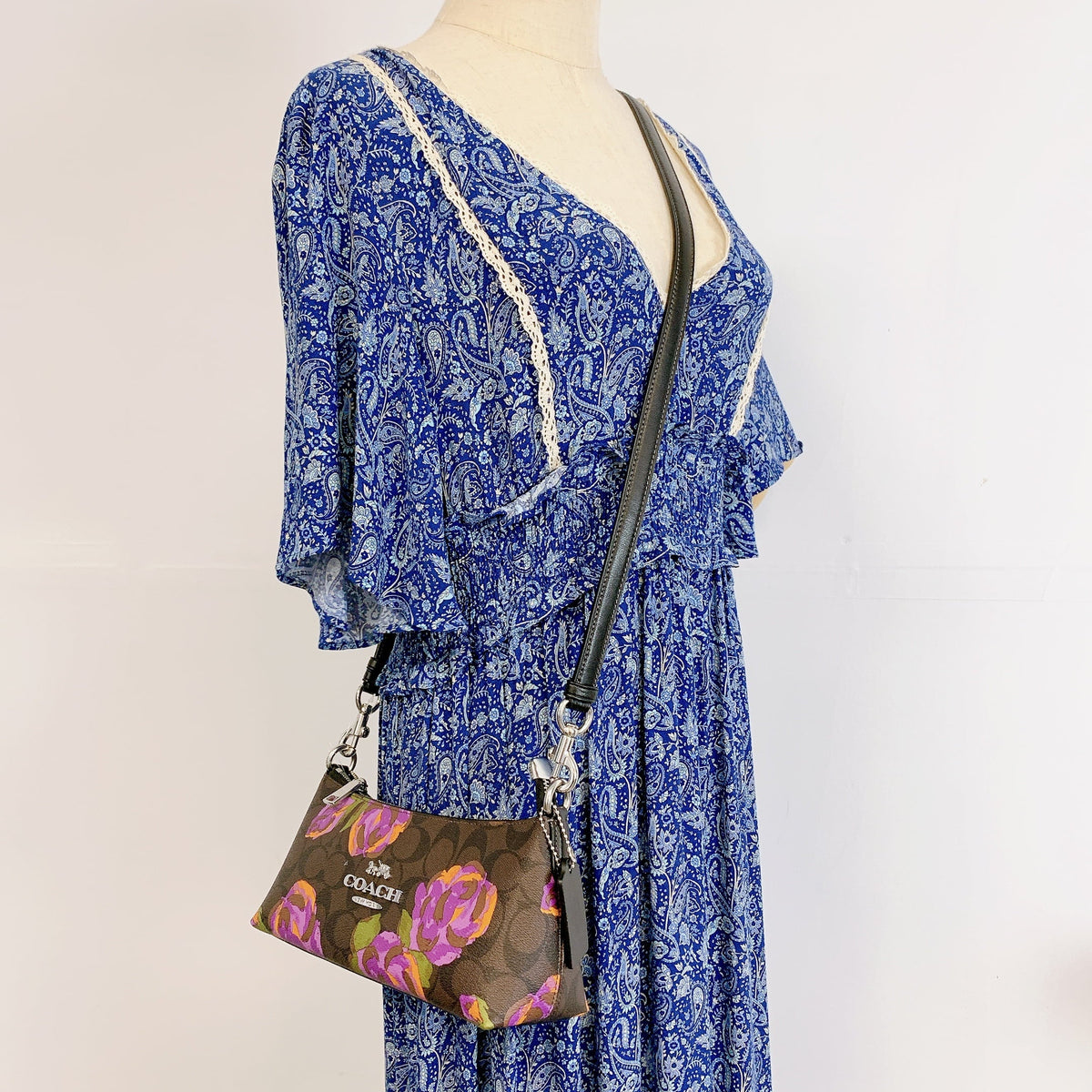 Print Coach Bag CL406 IN Brown Rose Charlotte Multi In With Signature Canvas Shoulder Iris