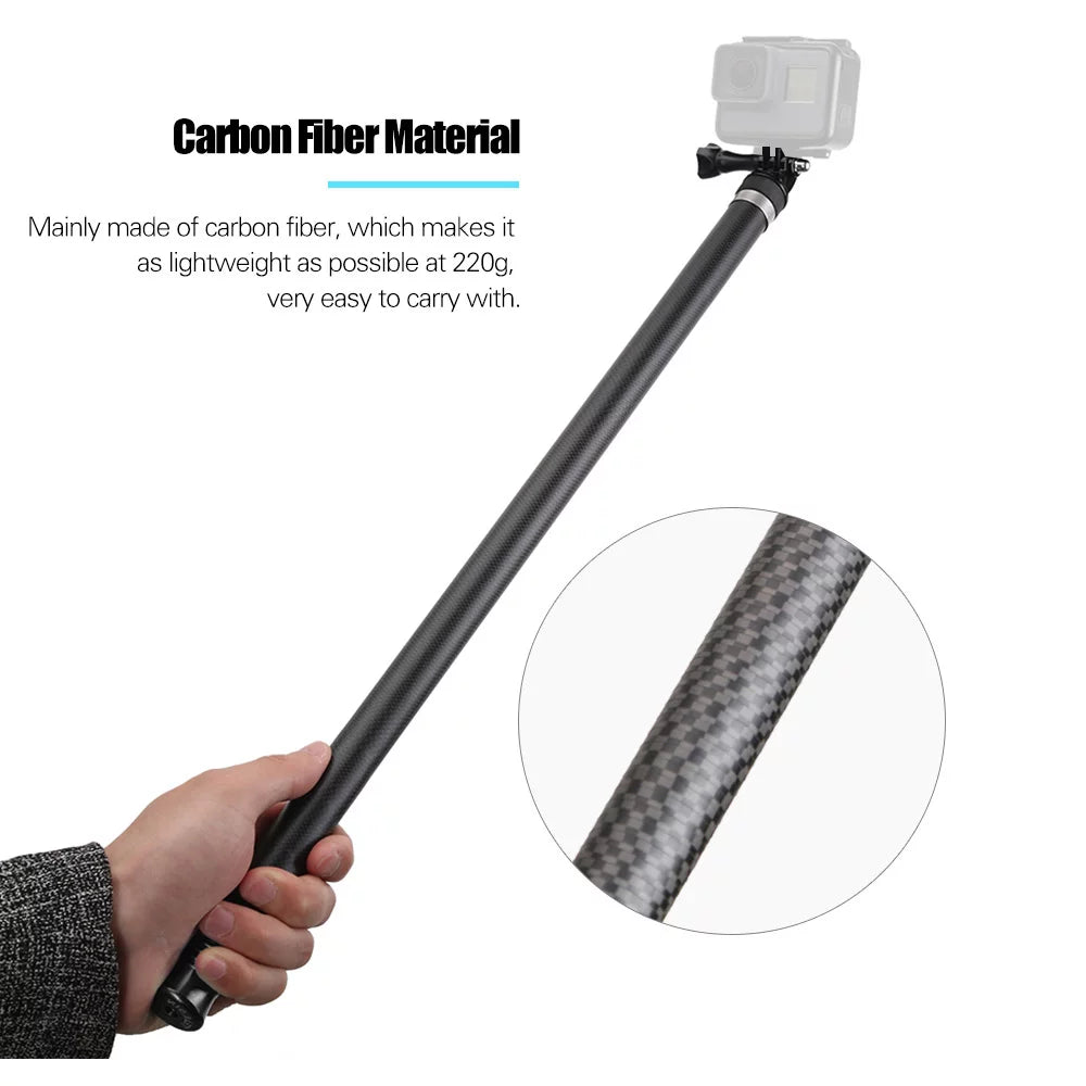 One Handheld Fiber OSMO Extendable Lightweight Hero 10/9/8/7/6/Hero R Action Ultra C Monopod 5 Black(2018) Stick Replacement Carbon Long Replacement GoPro Inch for Selfie for Pole 2.7M/106