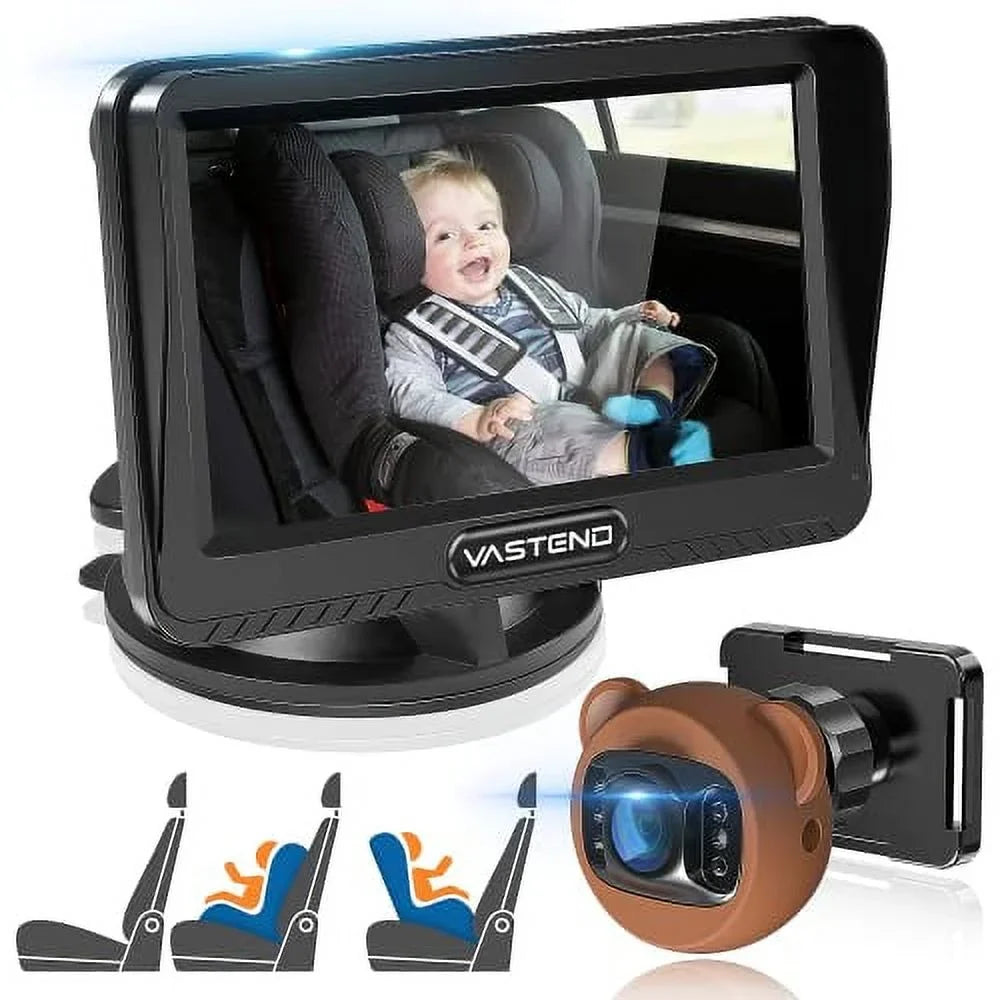 Function,5 View & Silicone 150&deg; Rotation Mins Vision Car Car Kit,With Baby 1080P A Baby with Mirror Night Cute Camera,360&deg; Case Easy Travel to VASTEND Wide Install Safety