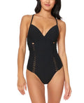 Jessica Rose Textured One-Piece Small Swimsuit, Bay BLACK Simpson US