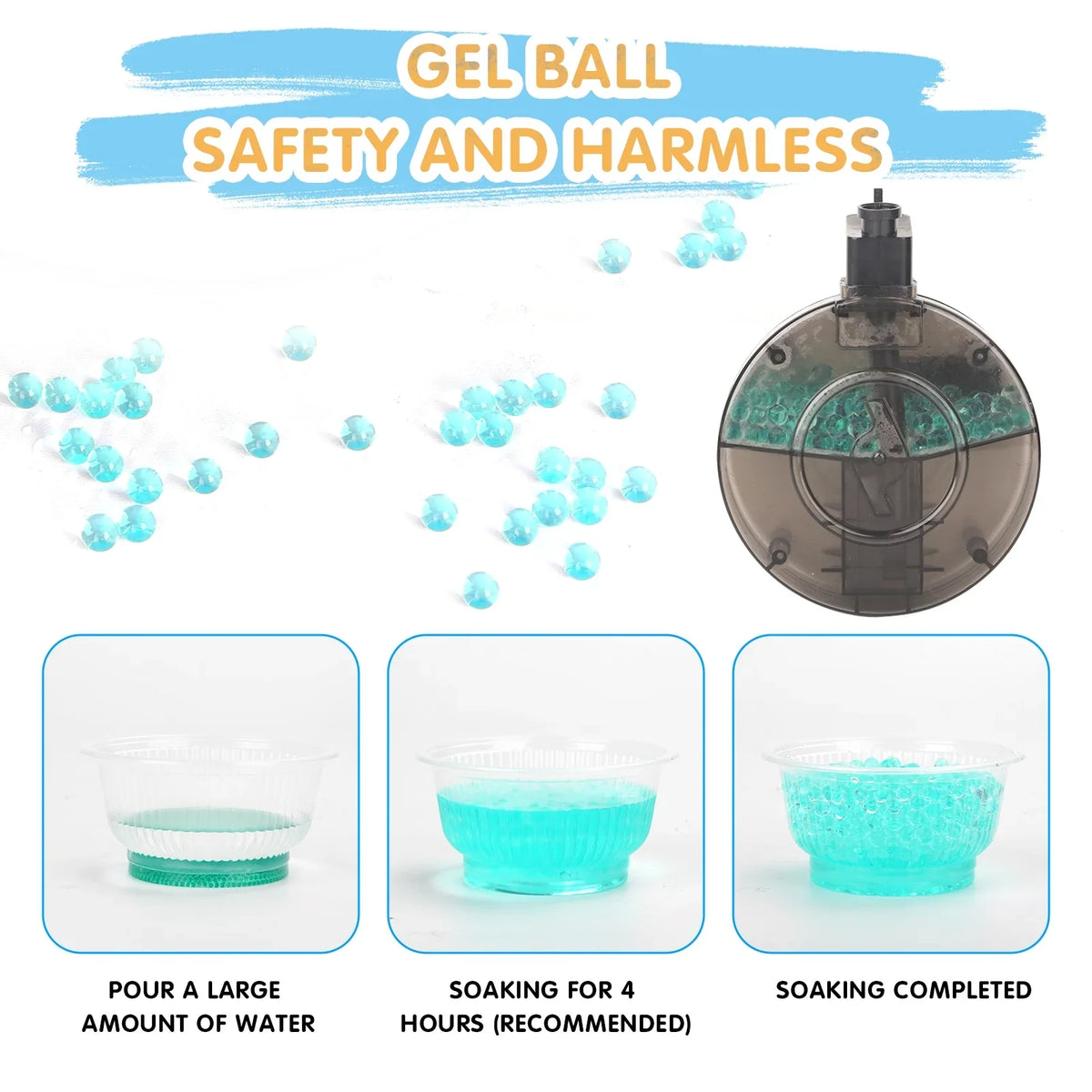 Out Games Door Automatic Kids&Adult Blaster Gun for Ball Splatter , 15,000 with Backyard Balls Water Toys Activity Yimore 12+ Beads Gel for Ages