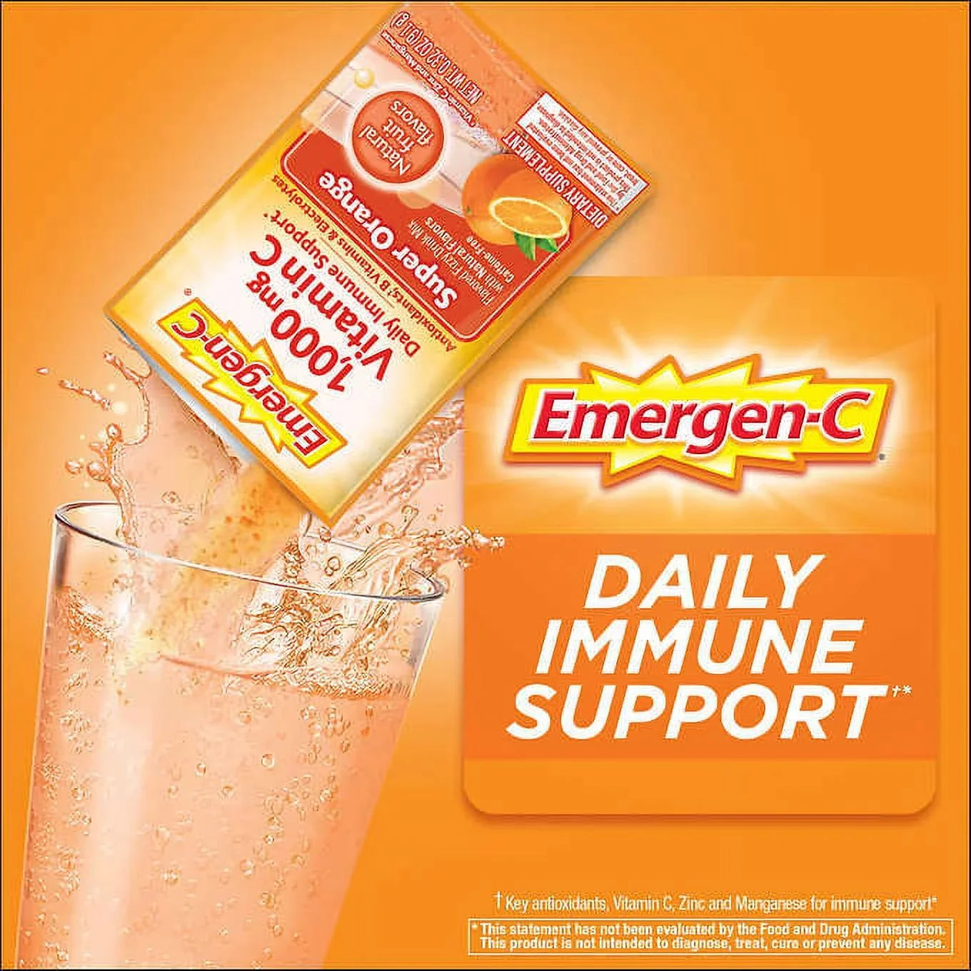 1,000 Drink Vitamin Super Flavor mg. 90 C Mix, Orange Packets Emergen-C